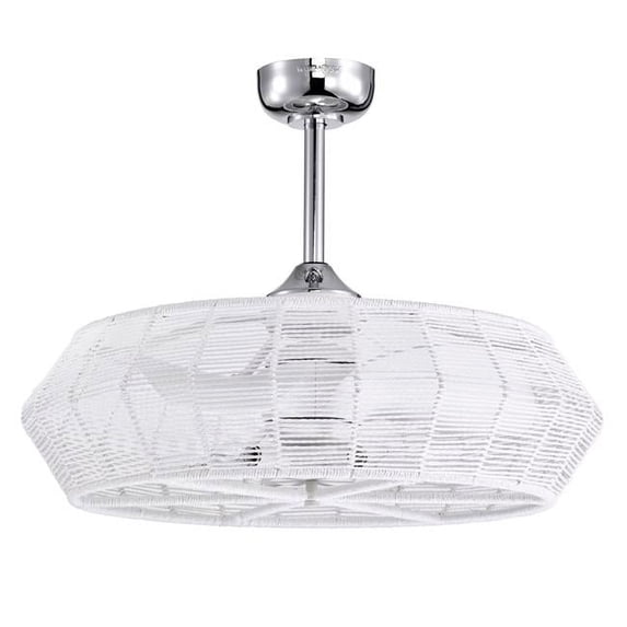 Warehouse of Tiffany Akasha 28 Inch Rattan Rope Fandelier 6 Light with Remote (Color Optional) White