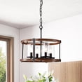 thumbnail image 1 of Warehouse of Tiffany Akua Metal Wood Grain/Matte Black 4-light Chandelier, 1 of 5