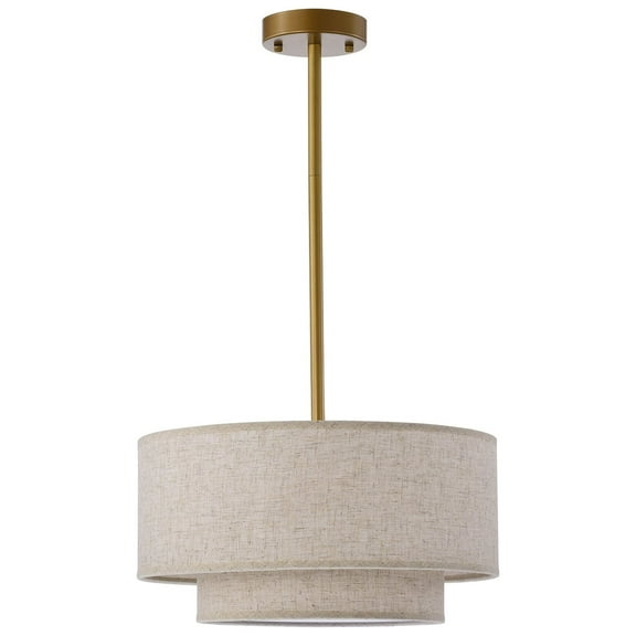 Warehouse of Tiffany Alena Matte Gold 3-Light Two-Tier Fabric Drum Shade Chandelier