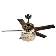 Warehouse of Tiffany Angel 3-light Crystal Chandelier 5-blade Brown Ceiling Fan Pull Chain