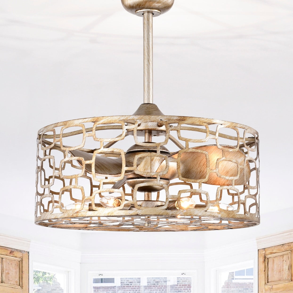 Anistara 23 in. 6-Lights Indoor Antique Silver Finish Ceiling Fan with Light Kit and Remote
