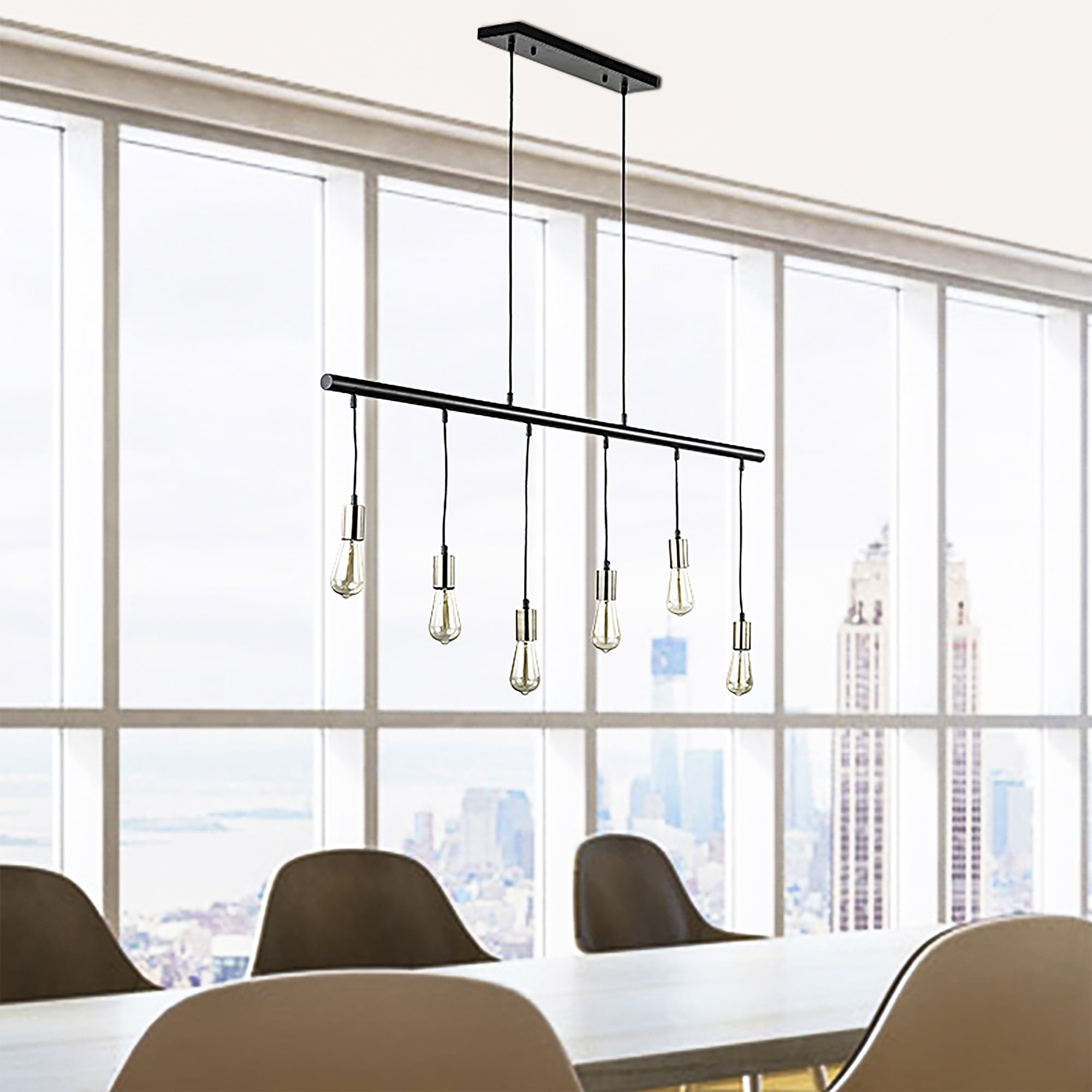 Warehouse of Tiffany Ankica Matte Black 6-Light Pendant