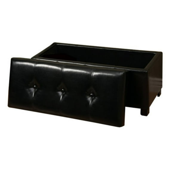 Warehouse of Tiffany Ariel Faux-Leather Storage Bench with Removable Lid, Black