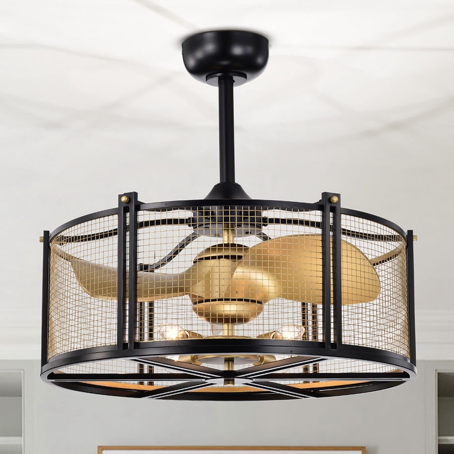 Bailey 25.2 in. 6-Light Indoor Matte Black and Gold Finish Ceiling Fan with Light Kit and Remote