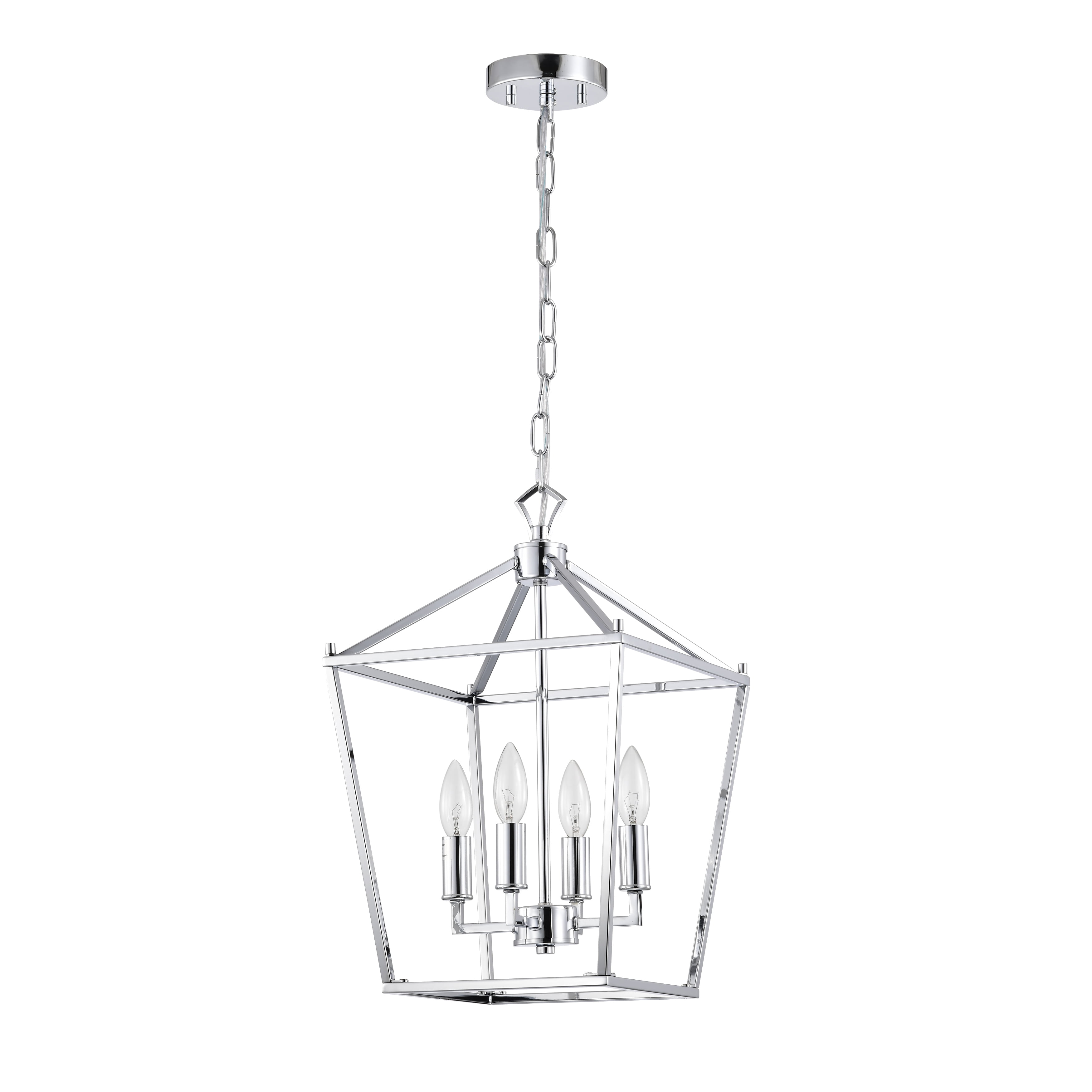 Warehouse of Tiffany Buelex 4 Light 12 inch Chrome Lamp Post Lantern Style Iron Chandelier
