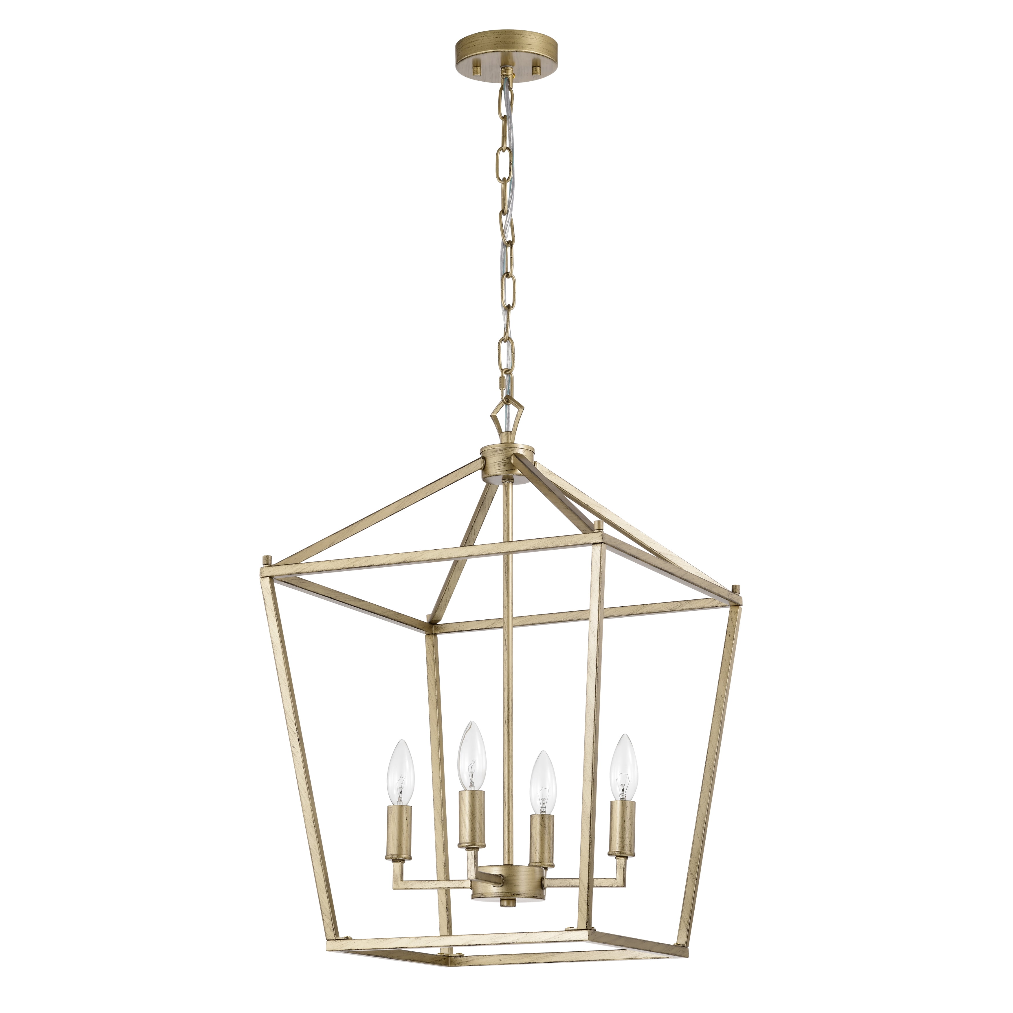 Warehouse of Tiffany Buelex 4 Light 16 inch Satin Gold Lamp Post Lantern Style Iron Chandelier