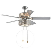 Warehouse of Tiffany CFL-8372CHD Walter 52 in. 6-Light Indoor Chrome Finish Hand Pull Chain Ceiling Fan with Light Kit