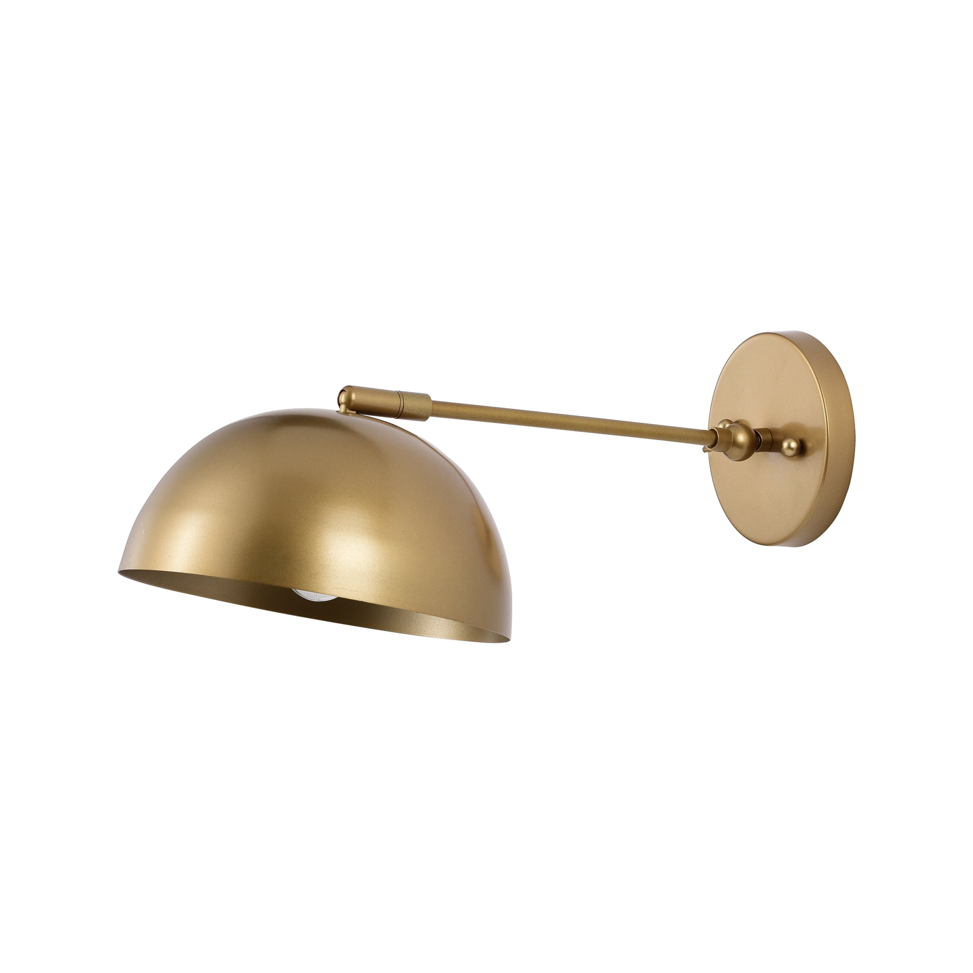 Matte Gold Adjustable Armed Wall Sconce with Dome Shade