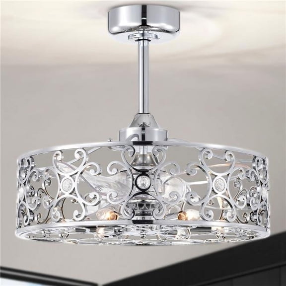 Zuzen 23 in. 6-Light Indoor Chrome Finish Ceiling Fan with Light Kit