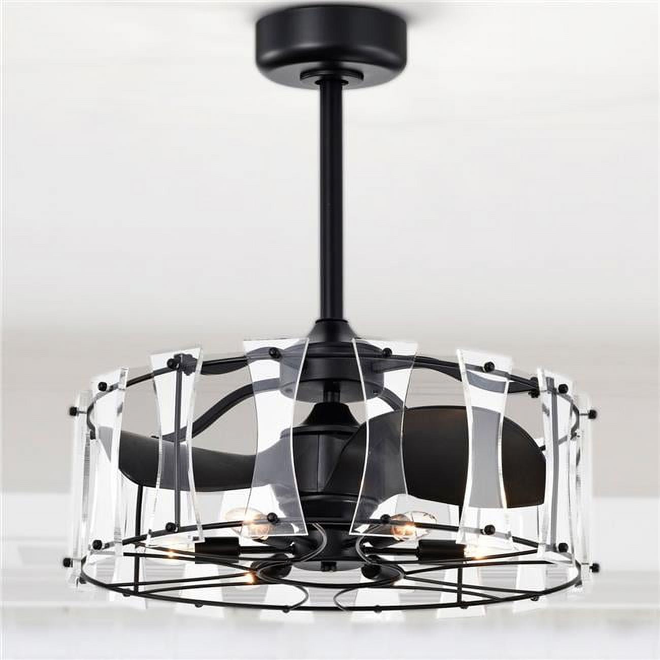 Vinney 25 in. 6-Light Indoor Matte Black Finish Ceiling Fan with Light Kit