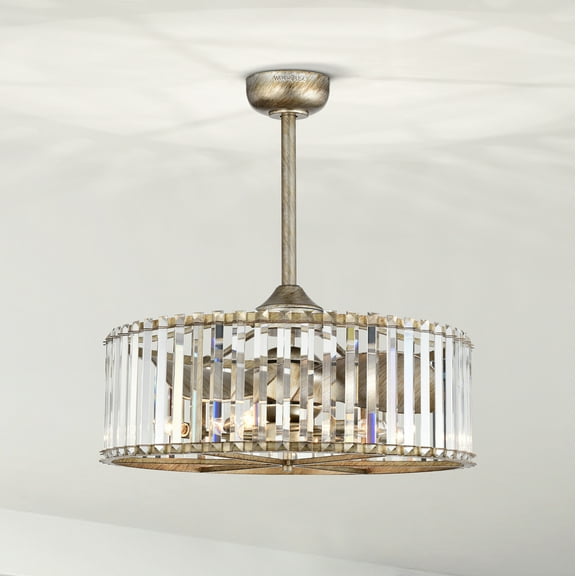 Warehouse of Tiffany DW01W02AS Pereder 25.6 in. Indoor Silver Finish Ceiling Fan with Light Kit and Remote