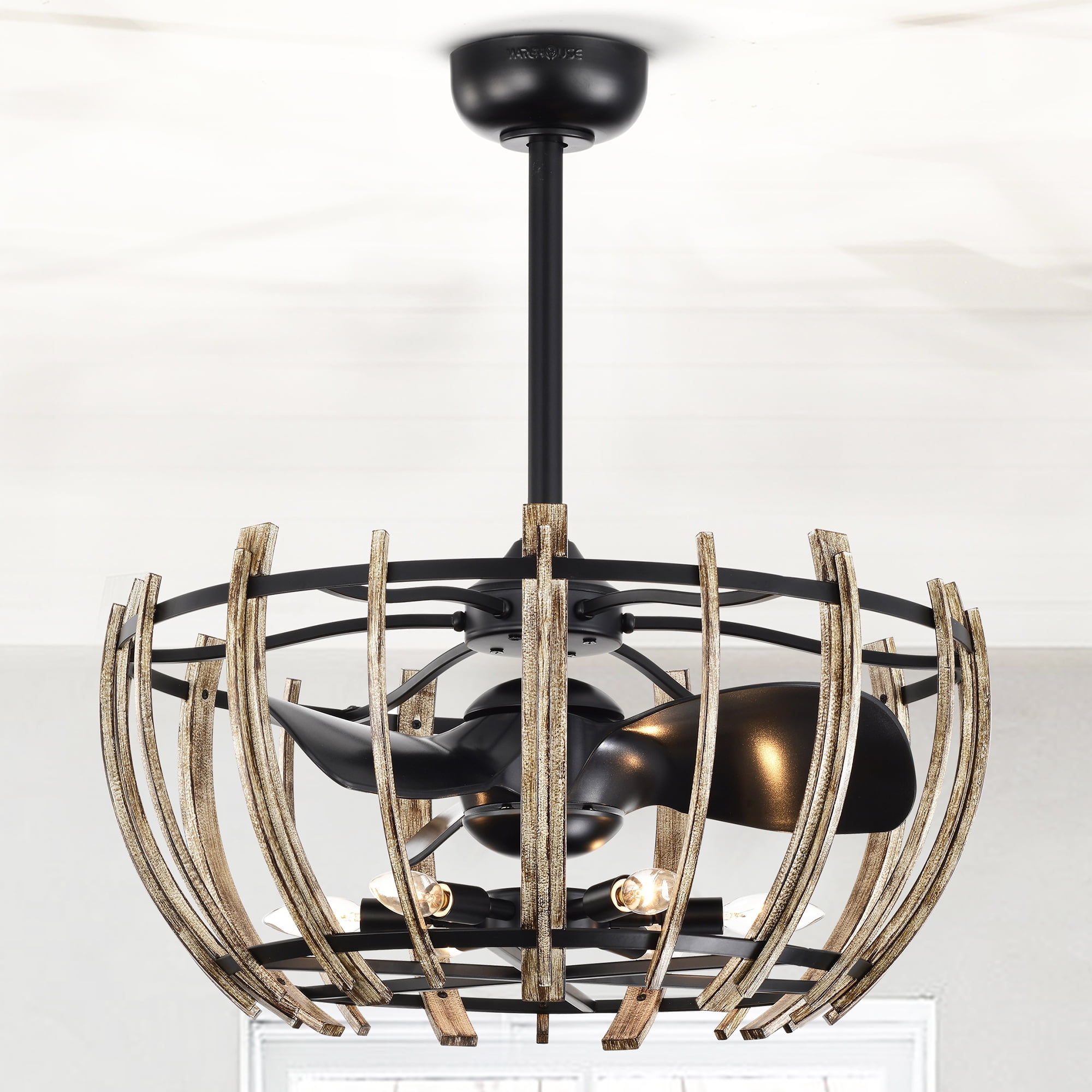 Matthias 26 in. Indoor Black Finish Ceiling Fan with Light Kit and Remote