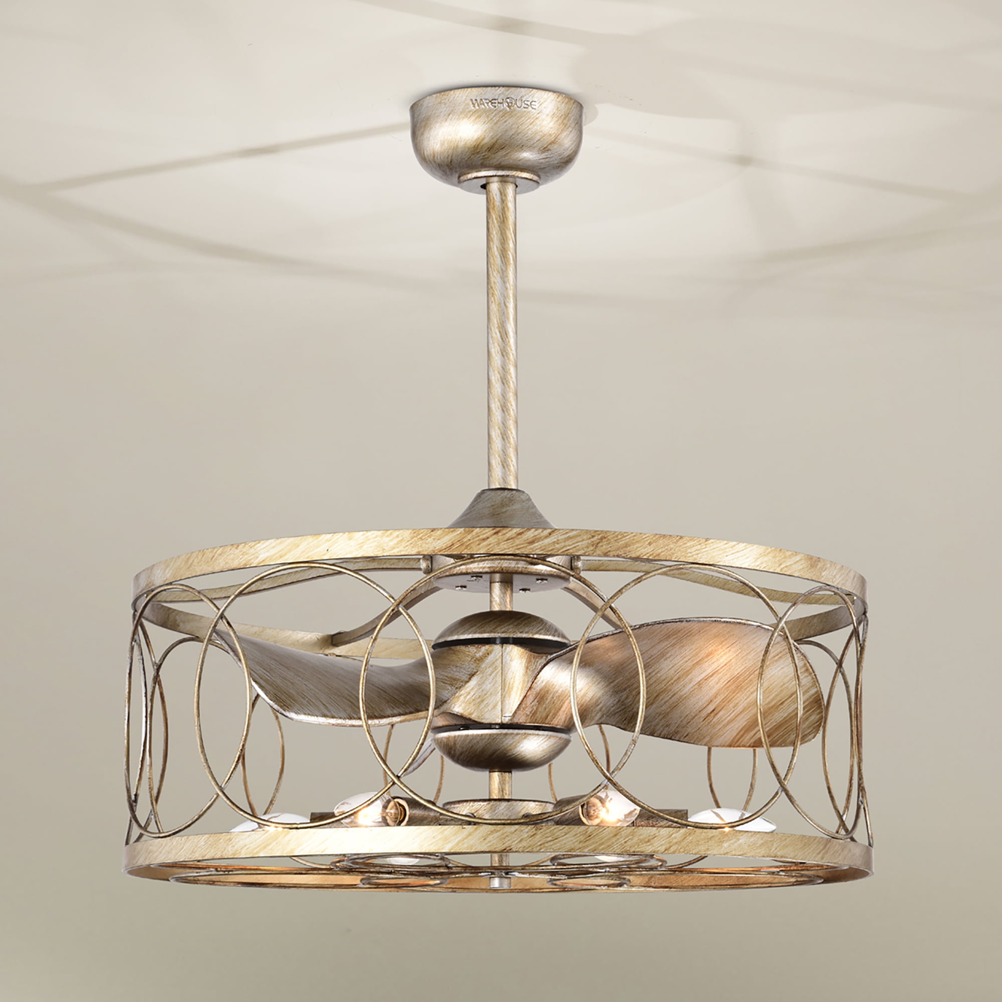 Warehouse of Tiffany DW01W37AS Aglae 25 in. 6-Light Indoor Antique Silver Finish Ceiling Fan with Light Kit and Remote