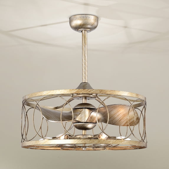 Warehouse of Tiffany DW01W37AS Aglae 25 in. 6-Light Indoor Antique Silver Finish Ceiling Fan with Light Kit and Remote