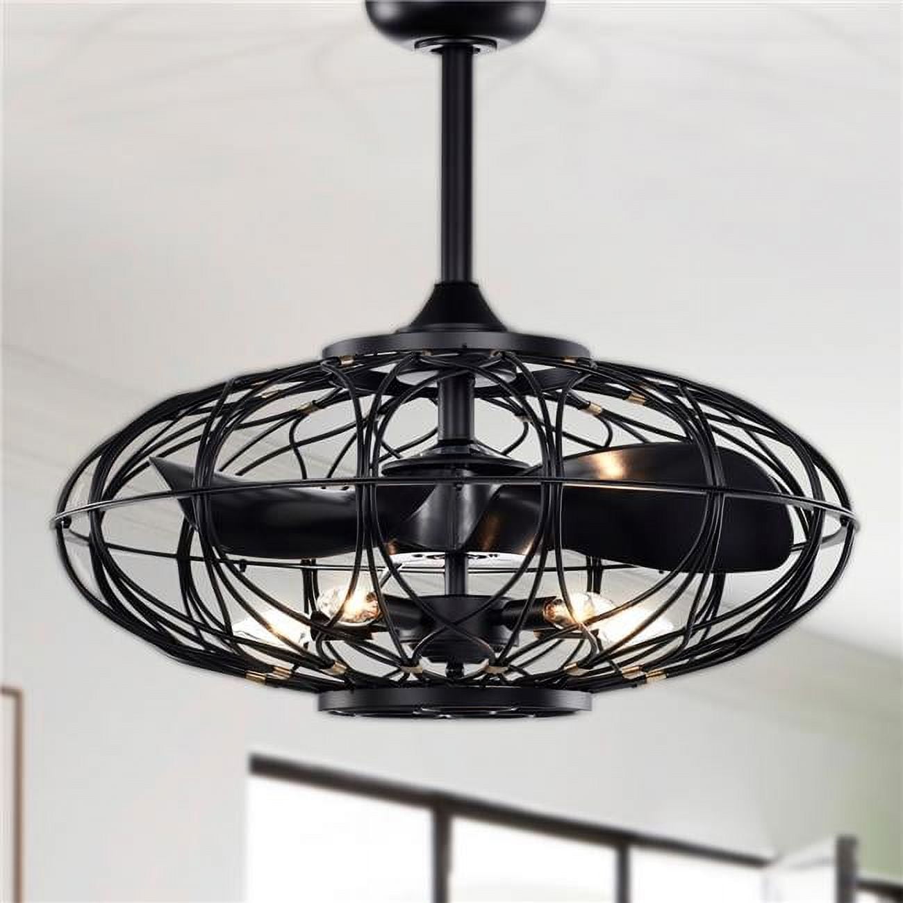 Melton 26 in. 5-Light Indoor Matte Black Finish Ceiling Fan with Light Kit