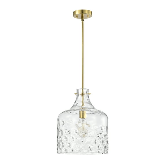 Warehouse of Tiffany Daelan 1 Light Clear Dimpled Glass Single Light Brass Pendant Light
