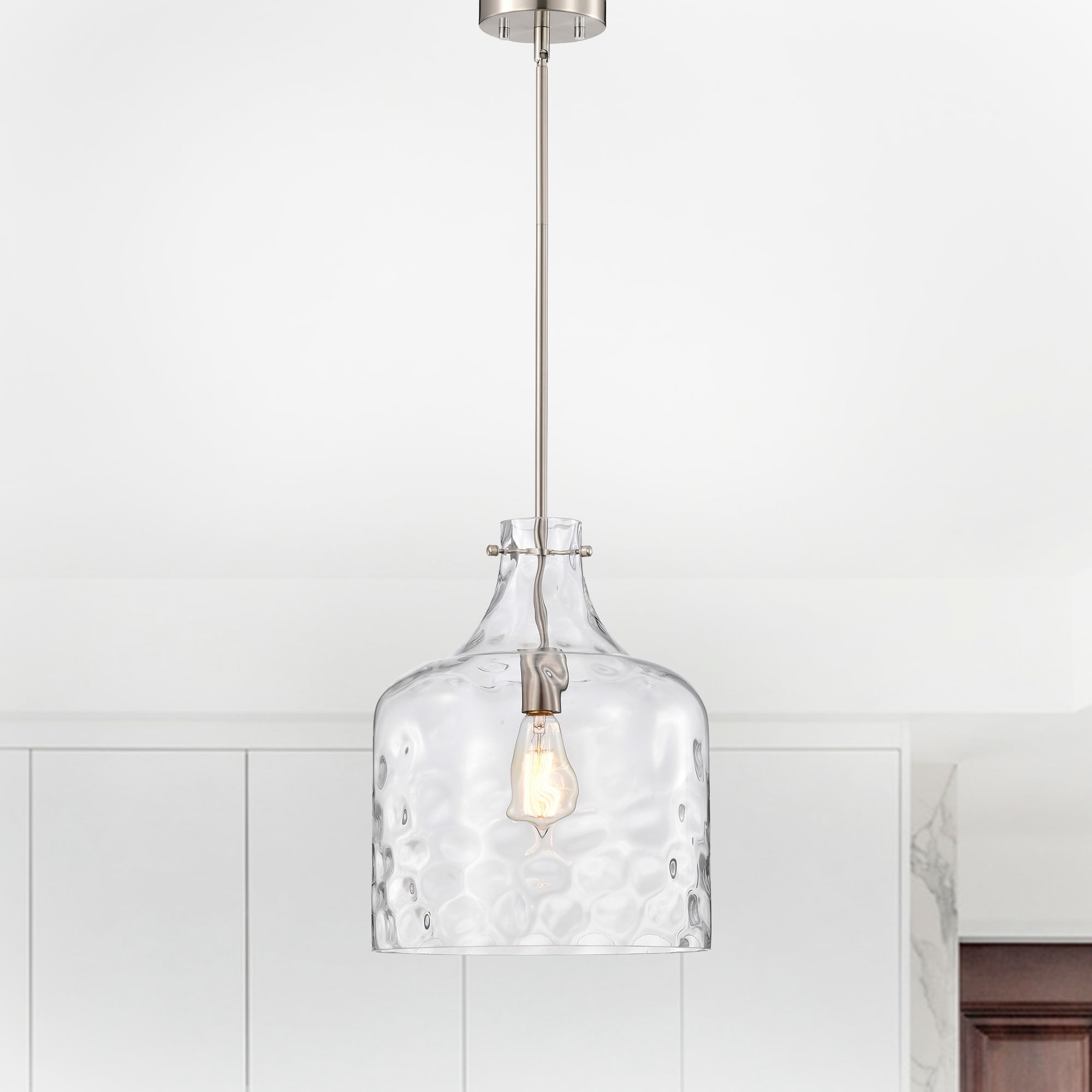 Daelan 12 in. 1-Light Indoor Satin Nickel Finish Pendant Light