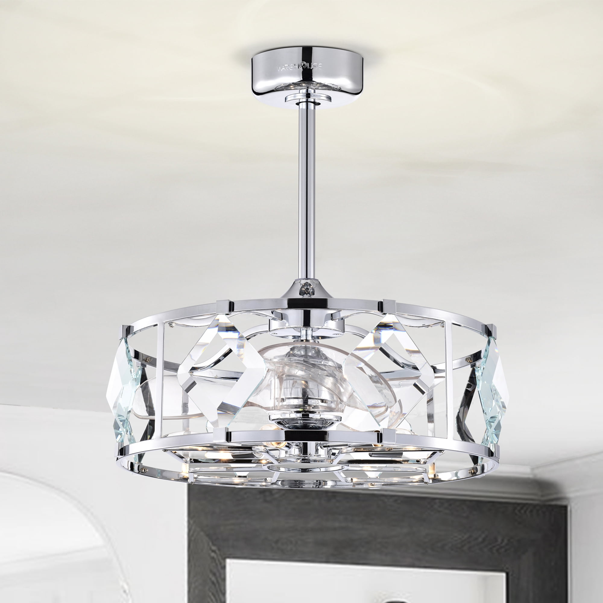 Dalya 24.8 in. 6-Light Indoor Chrome Finish Ceiling Fan with Light Kit and Remote