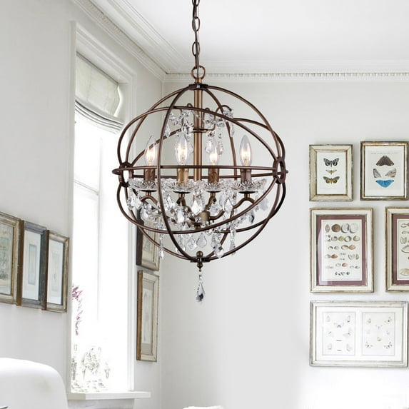 Warehouse of Tiffany Edwards Antique Bronze and Crystal 24-inch Sphere Chandelier