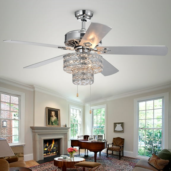 Warehouse of Tiffany Empire 5-Blade Silver Chandelier Ceiling Fan 52-inch