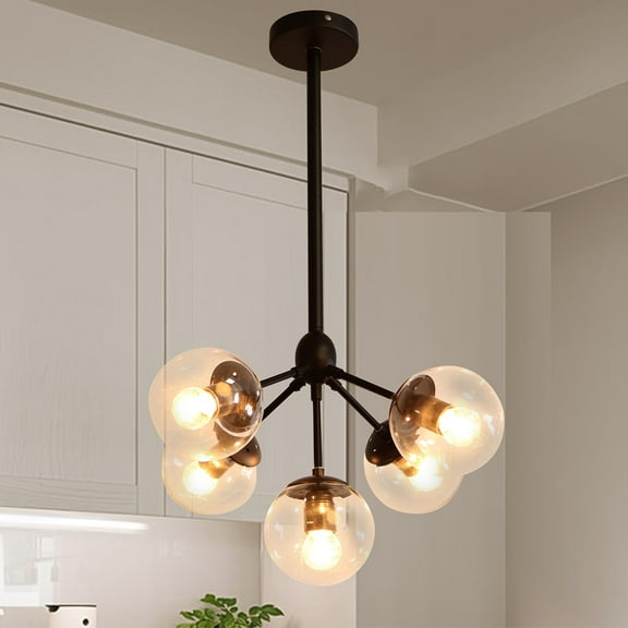 Warehouse of Tiffany Enthen 5-Light Orb Black Chandelier