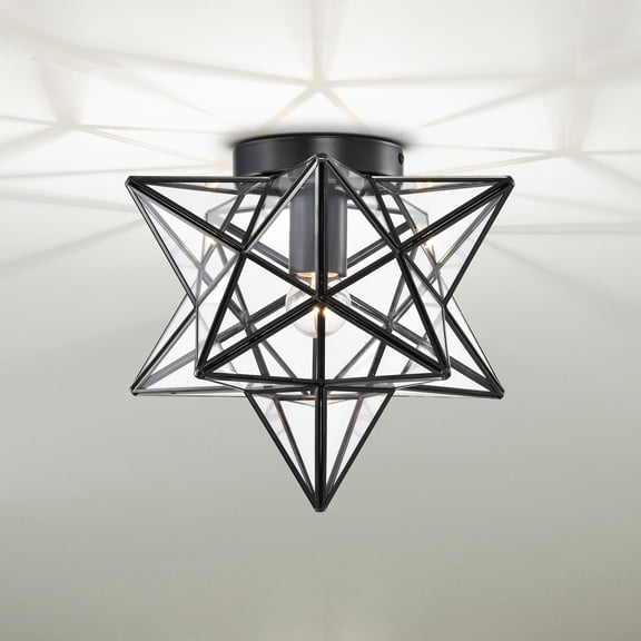 Warehouse of Tiffany Estrelya 12 in. 1-Light Indoor Matte Black Finish Flush Mount Ceiling Light with Light Kit