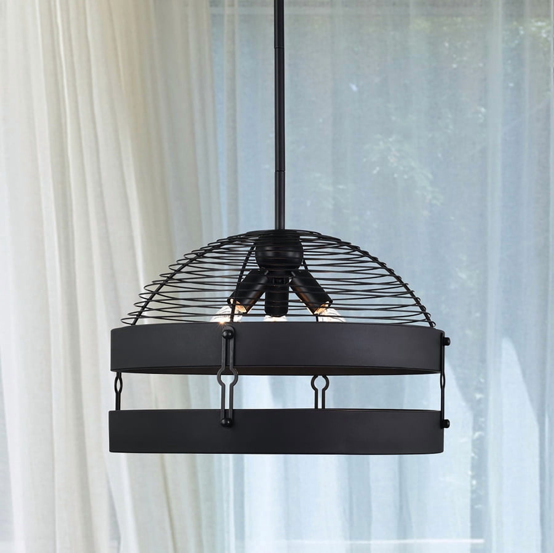 Ivana 17 in. 3-Light Indoor Matte Black Finish Chandelier with Light Kit