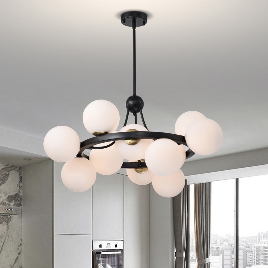 Coraline 30 in. 12-Light Indoor Matte Black Finish Chandelier with Light Kit