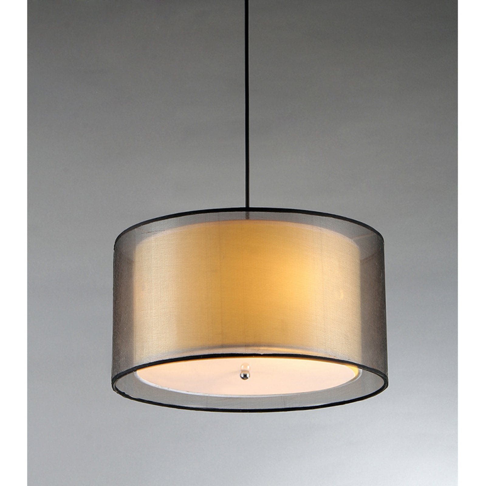 Fabiola 18" Black and Silver Minimalist Crystal Drum Pendant Light