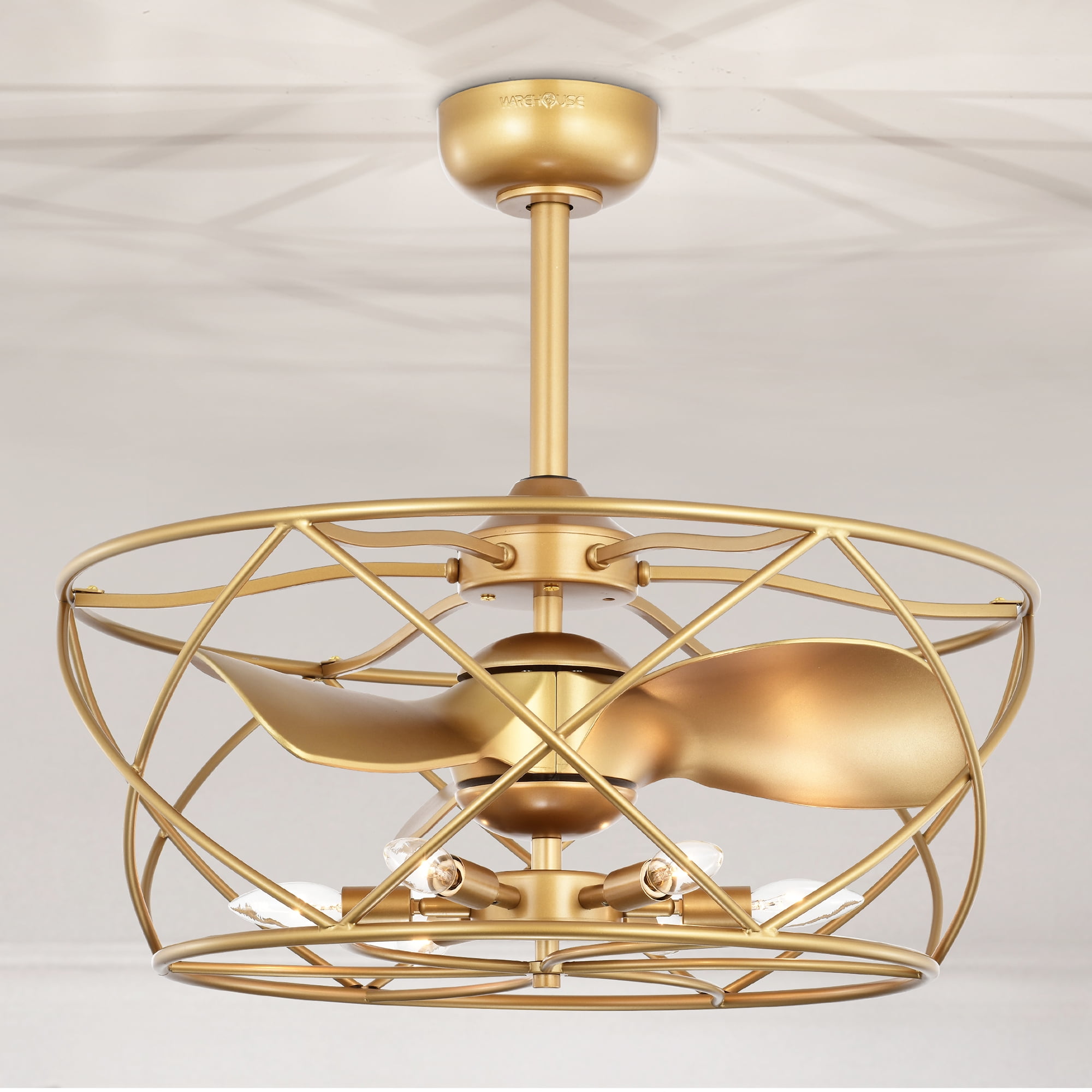 Femi 25.6 in. Indoor Gold Finish Ceiling Fan with Light Kit and Remote