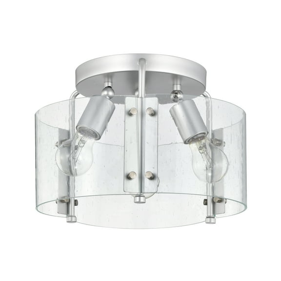 Fortuna 13 in. 2-Light Indoor Satin Silver Finish Semi-Flush Mount Ceiling Light with Light Kit