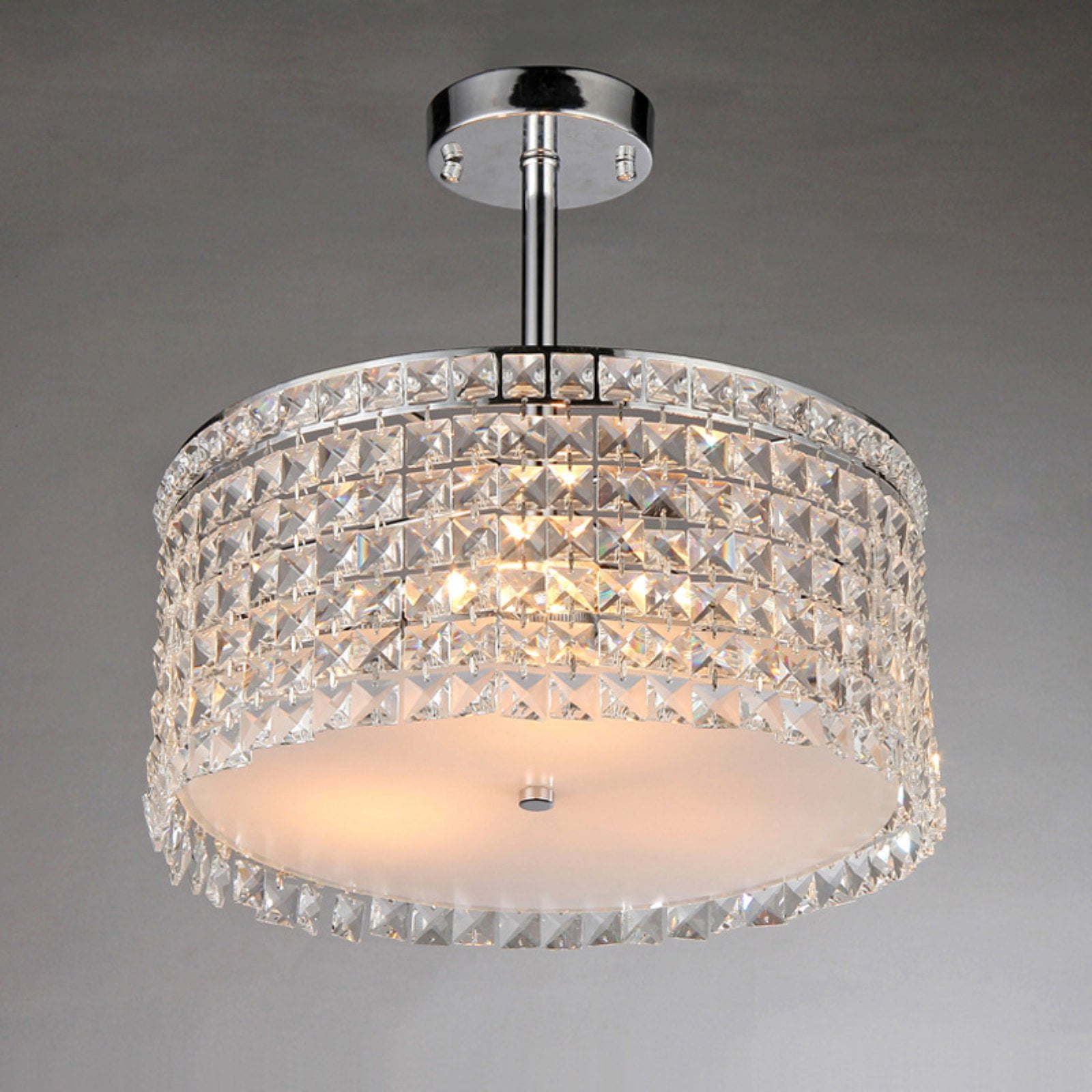 Warehouse of Tiffany Garcia Chrome and Crystal Round 4-Light Chandelier