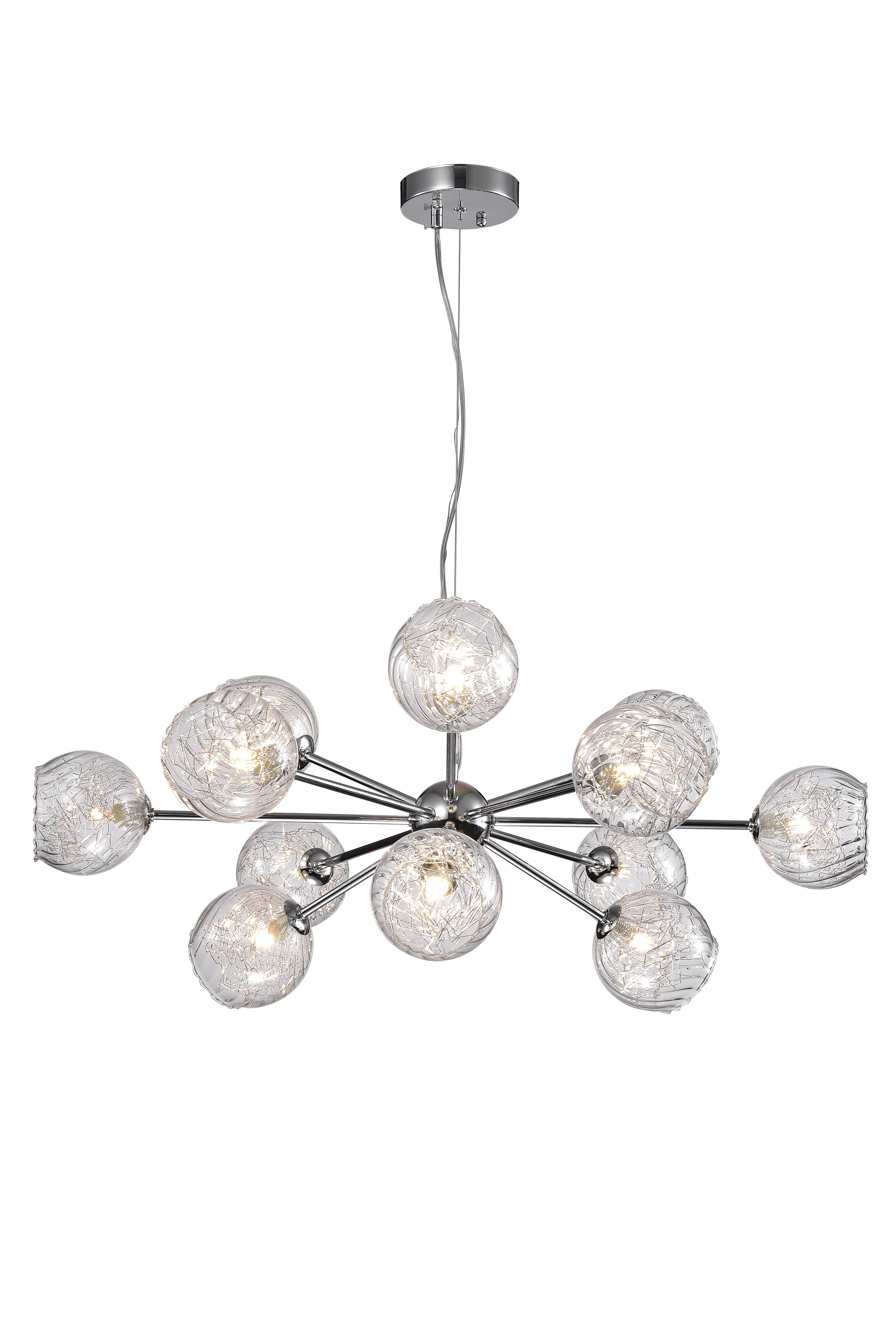 Ginherd Chrome 31.5" Sputnik Chandelier with Twisted Rib Glass Shades