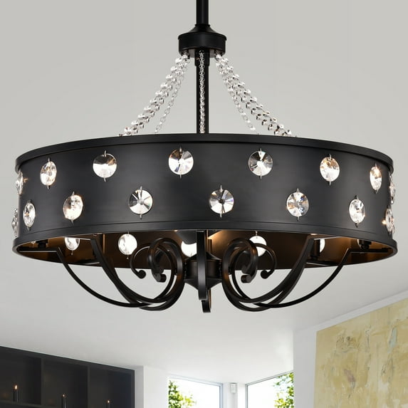 Warehouse of Tiffany Gracewood 31-inch Matte Black Ceiling Fan Crystal