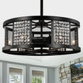 thumbnail image 1 of Warehouse of Tiffany Hania Matte Black 29-inch 6-Light Geometric Metal & Crystal Drum Shade Ceiling Fan, 1 of 5