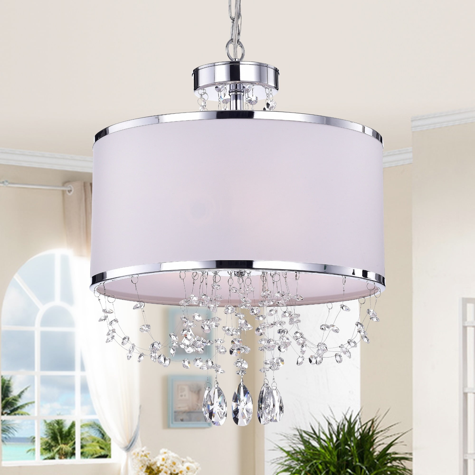 Hera 17'' Chrome and Crystal 4-Light Chandelier