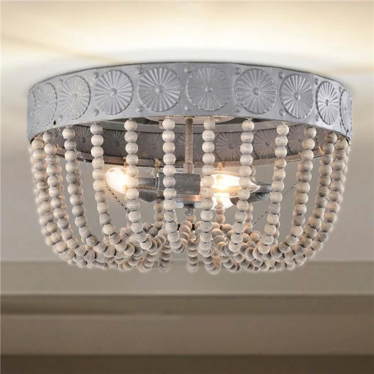 Warehouse of Tiffany IMC841C-3 16 in. Poury Indoor 3-Light Weathered Grey Flush Mount Ceiling Light with Light Kit