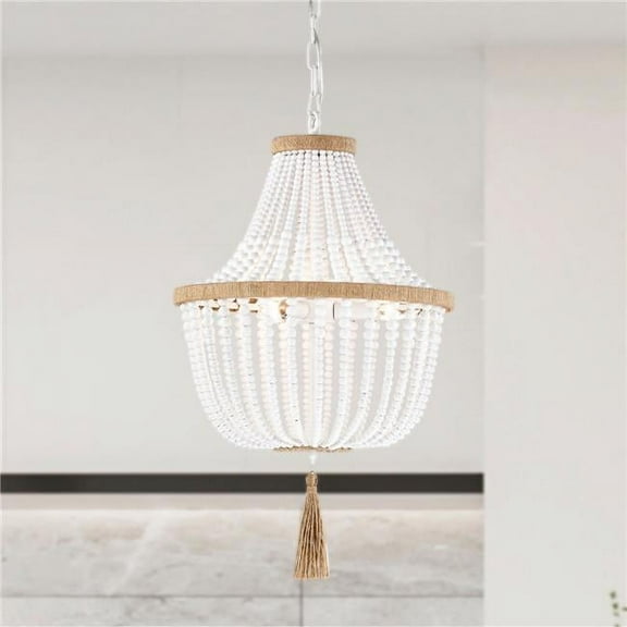 Sotho 16 in. 3-Light Indoor Gloss White Finish Chandelier with Light Kit