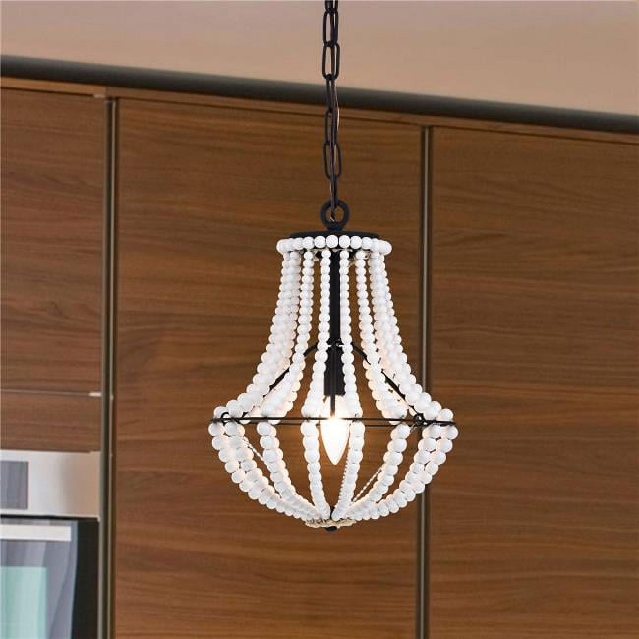 Rosa 11 in. 1-Light Indoor Gloss White and Black Finish Pendant with Light Kit