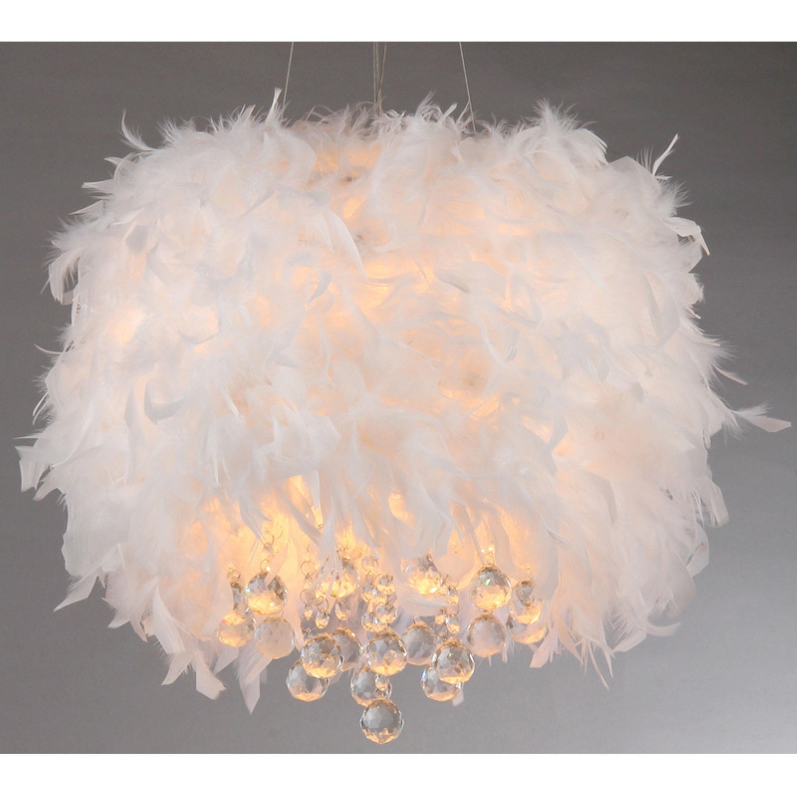 Iglesias White Feather and Crystal Pendant Light