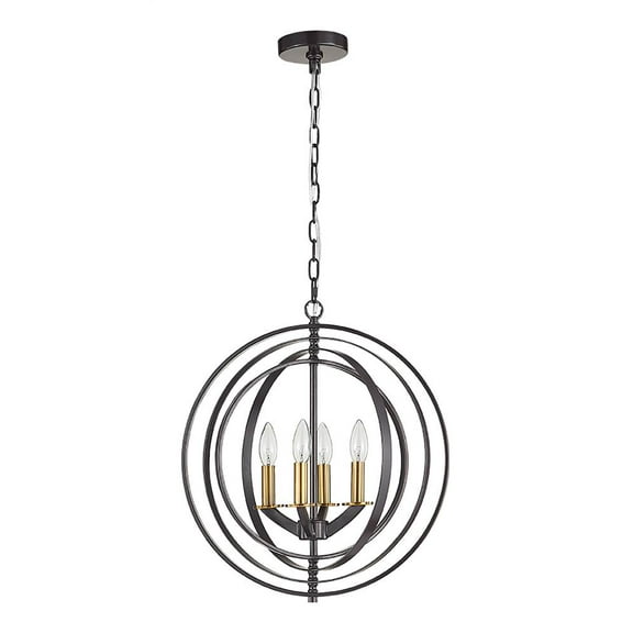 Warehouse of Tiffany Jayce Gold+Bronze 4-Light Ring Pattern Metal Orb Hanging Chandelier