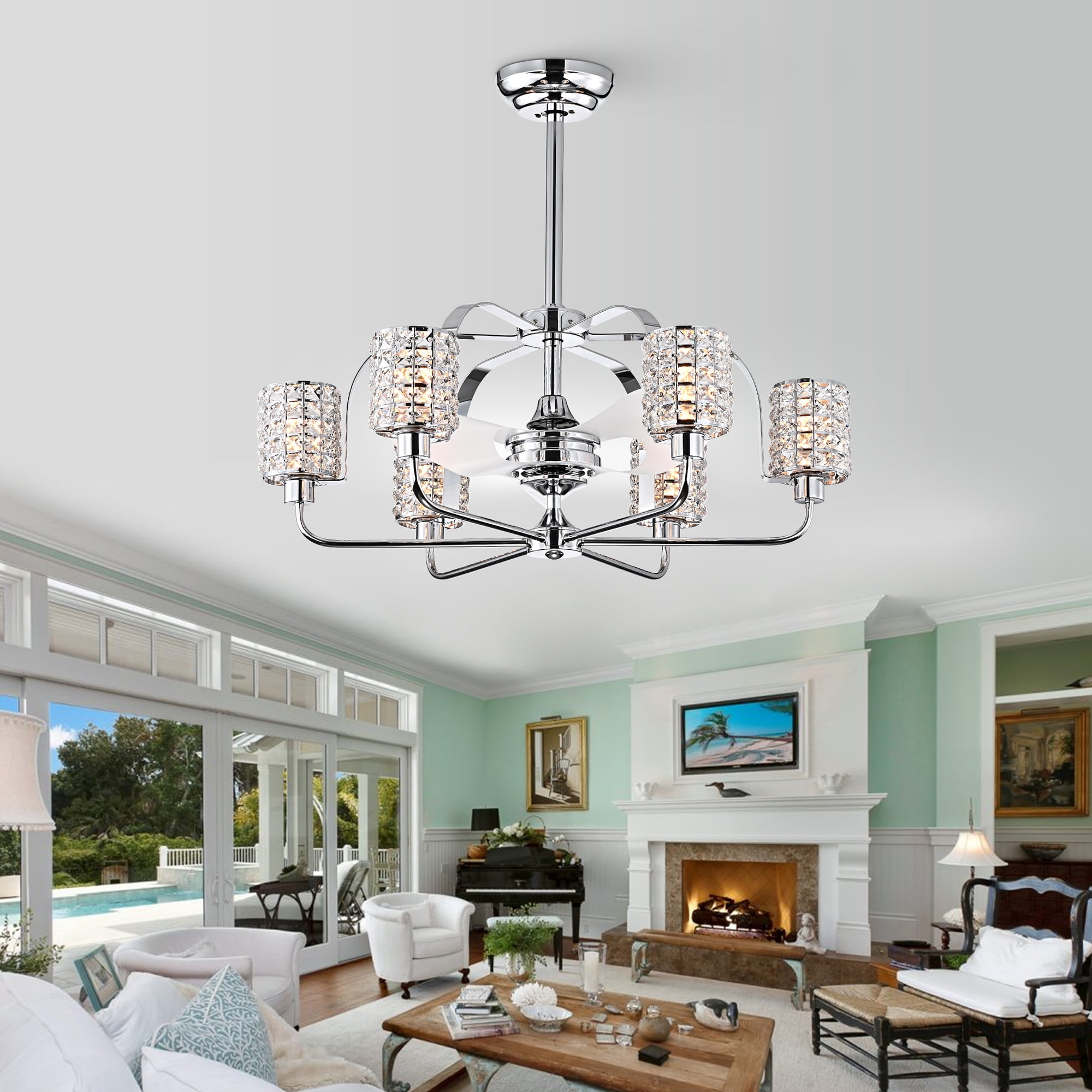 Warehouse of Tiffany Joane 35-inch 3-Blade 6-Light Silver Ceiling Fan