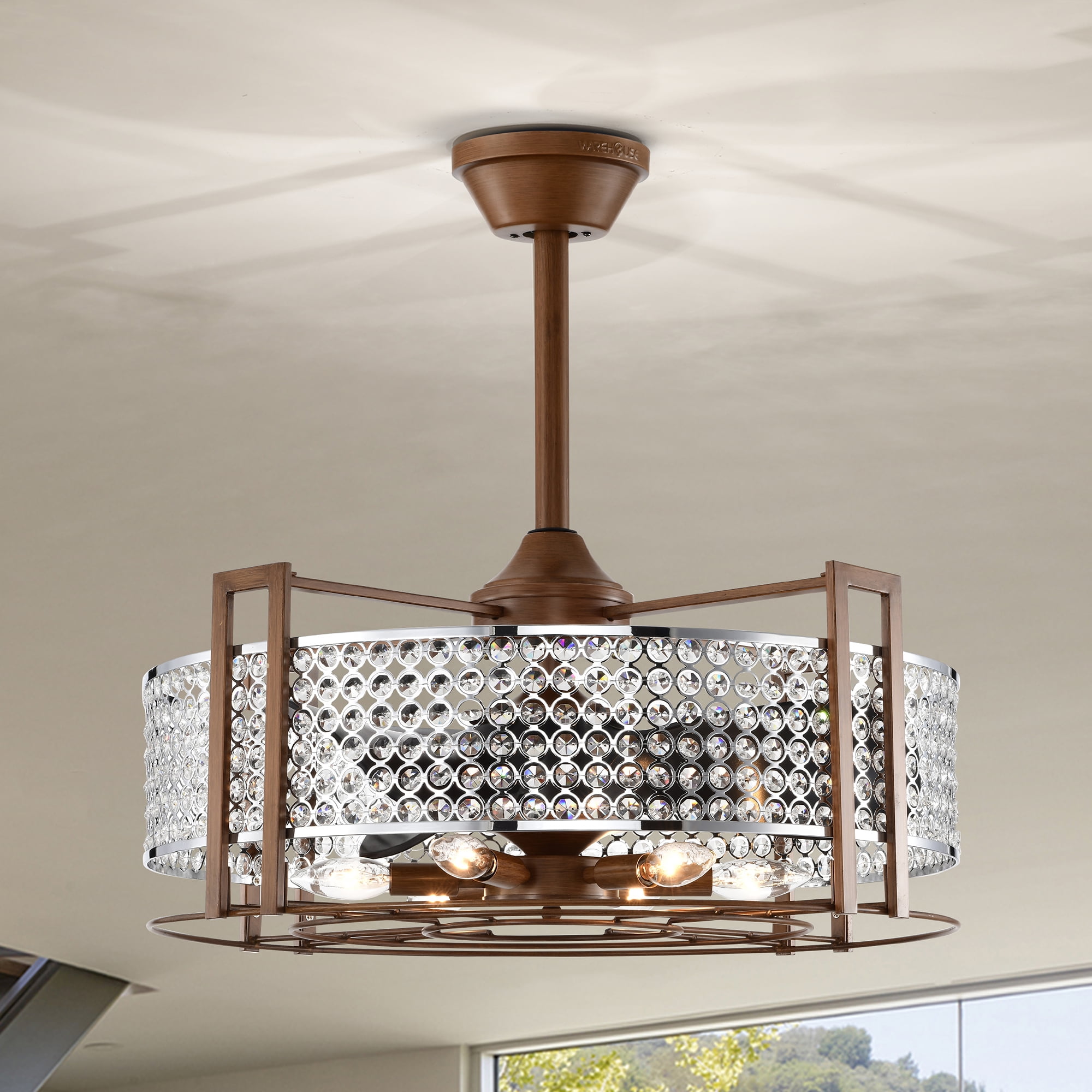 Jovanni 24 in. 6-Light Indoor Brown Finish Ceiling Fan with Light Kit and Remote