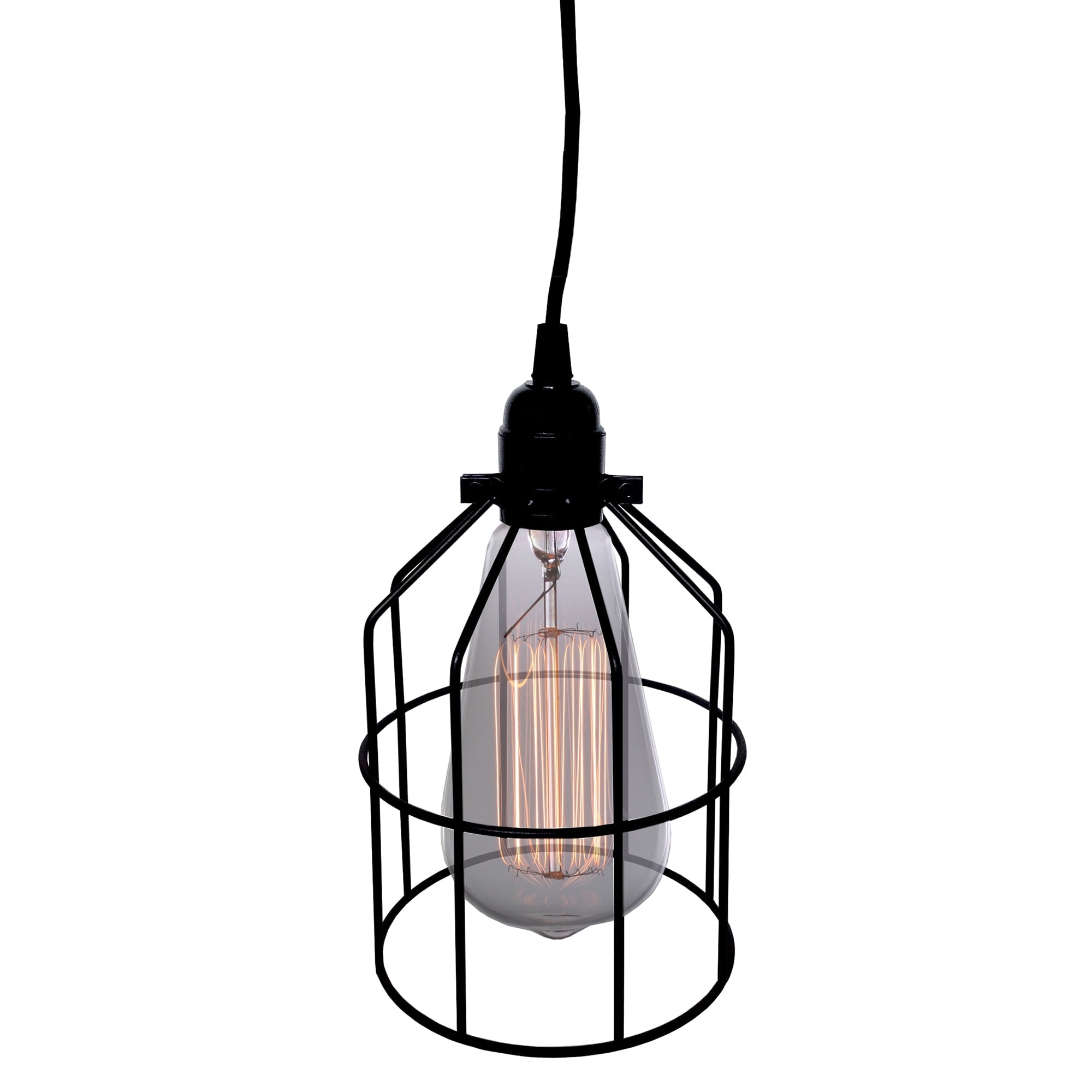 Presley 1-light Black Adjustable Height 6-inch Edison Pendant with Bulb