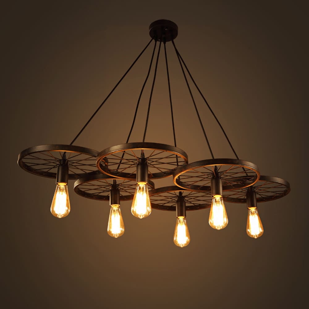 Vintage Multi-Tiered Edison Bulb Bronze Chandelier