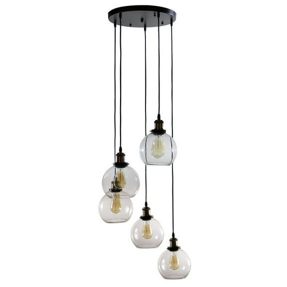 Warehouse of Tiffany Deeni Edison 5-light Adjustable-length Pendant Silver Tint Lamp