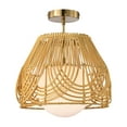 thumbnail image 1 of Lada 13 in. 1-Light Indoor Brass and Woven Rattan Finish Semi-Flush Mount Ceiling Light with Light Kit, 1 of 7