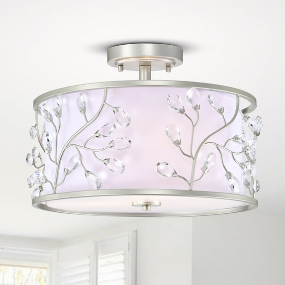 Lala 20 in. 3-Light Indoor Satin Silver Finish Semi-Flush Mount Ceiling Light with Light Kit