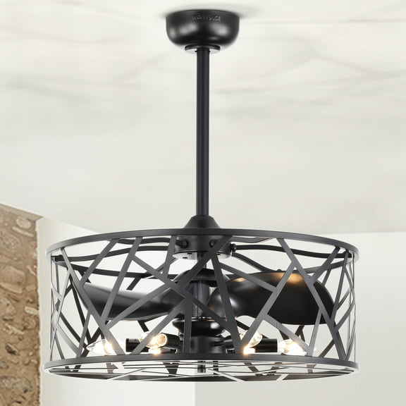 Leyton 24.4 in. Indoor Black Finish Ceiling Fan with Light Kit and Remote