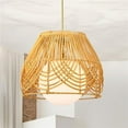 thumbnail image 1 of Lotta 13 in. 1-Light Indoor Brass and Woven Rattan Finish Pendant with Light Kit, 1 of 5
